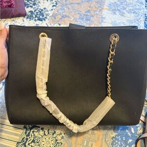 Michael Kors Black Shoulder Bag with Gold Accents